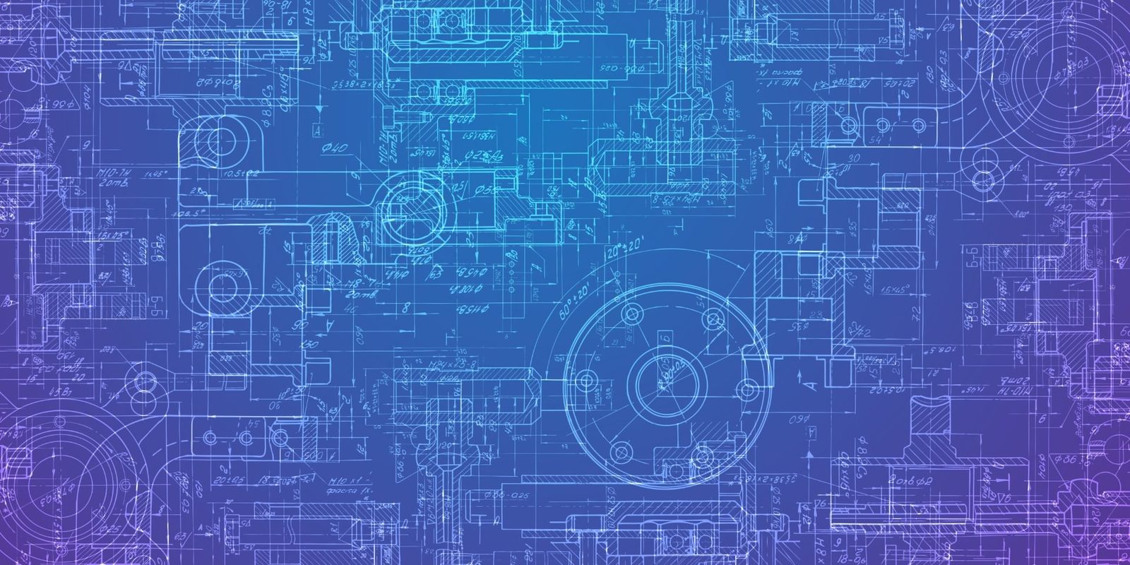 Detailed mechanical engineering blueprint with technical drawings
